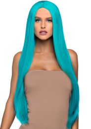 33 Inch Long Straight Center Part Wig Turquoise