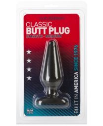 5 Inch Medium Sized Black Rubber Butt Plug With Flared Base & Smooth Texture