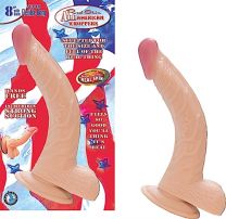 8 Inch All American Whopper Curved Dildo With Testicles & Suction Cup Base