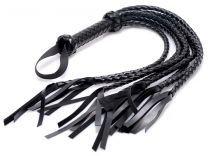 8 Tail Braided Flogger Black Leather