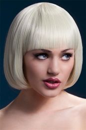 Adult Womens Blonde Blunt Cut Bob Mia Wig With Fringe 10inch Smiffys Fever Wigs