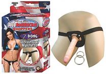 All American Whoppers Universal Harness With 7 Inch Dong, Natural