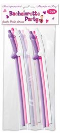 Bachelorette Party Flexible Dicky Super Straws, 10 Pieces, Assorted Colors