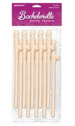 Bachelorette Party Supplies Dicky Sipping Straws Beige 10pc Wedding Bride