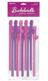 Bachelorette Party Supplies Dicky Sipping Straws Pink Purple 10pc Wedding Bride