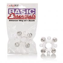 Basic Essentials Enhancer Ring With Beads Clear Stimulating Cock Rings