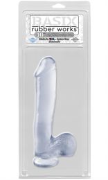 Basix Rubber Works 10 Inch Ballsy Dong With Suction Cup, Clear