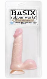 Basix Rubber Works 6 Inch Ballsy Dong With Suction Cup, Natural