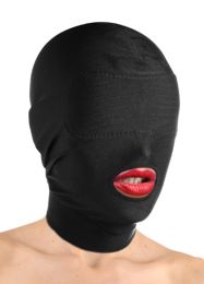 Black Padded Blindfold Face Mask Spandex Lycra Hood Mouth Opening Eye Blackout