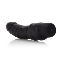 Black Velvet 6.25 Inch Multi Speed Vibrating Dong With Veined Texture