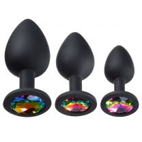 Cloud 9 Novelties Gems Silicone Anal Plug Includes Small, Med & Large Size