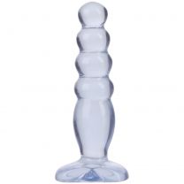 Crystal Jellies 5" Ribbed Anal Plug Graduated Buttplug W/ Suction Cup Base Clear