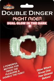 Double Dinger Night Rider Vibrating Pleasure Ring, Glow In The Dark