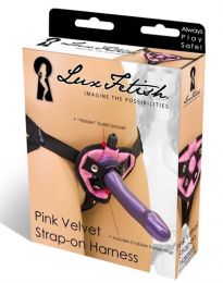 Electric / Hustler Lingerie Velvet Knit Strap On Harness Pink Bondage