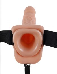 Fetish Fantasy Series 9 Inch Vibrating Hollow Strap-on With Balls - Flesh