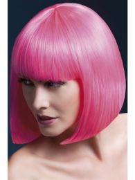 Fever Elise Wig 13" Bright Pink Short Bob Wig Ladies Deluxe Fancy Dress Wig