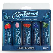 Goodhead Slick Head Glide 5pk 1 Oz Strawberry Cotton Candy Watermelon Blue Raspb