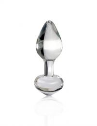 Icicles 44 Clear Glass Butt Plug With Tapered Tip, Narrow Neck & Bulb Base