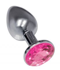 Icon Brands Silver Starter Bejewled Stainless Plug W/pink Jewel, 3 Inch