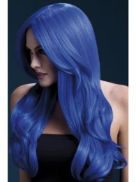 Khloe Wig Neon Blue Long Wave Adult Halloween Cristmas Womens Accessories