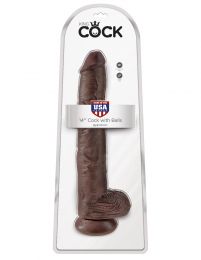 King Cock 14 inches Cock with Balls Brown Dildo