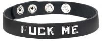 Leather Bondage Collar /w "fuck Me" In Steel Letters