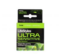 Lifestyles Ultra Sensitive Premium Lubricated Latex Condoms 3 each