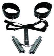 Master Series Acquire Easy Access Thigh Harness With Wrist Cuffs