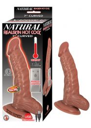 Natural Realskin Hot Cock Curved 7 inches Brown Dildo