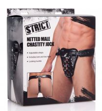 Netted Male Chastity Jock Black Leather O/S