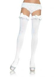 Nylon Over The Knee Thigh High With Ruffle Bow By Leg Avenue
