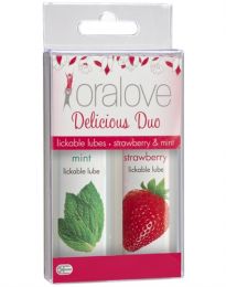 Oralove Dynamic Duo Mint & Strawberry Oral Sex Lickable Lubes