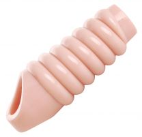 Penis Stretcher Sheath Ribbed Cock Sleeve Extender Enlarge Erection Sex Enhancer