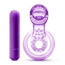 PLAY WITH ME LICK IT VIBRATING DOUBLE STRAP COCKRING PURPLE