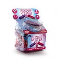 Play With Me Pocket Vibes, Fishbowl Of 36 Mini Bullet Vibrators, Assorted Colors