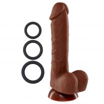 Pro Sensual Premium Silicone Dong with 3 C Rings Brown 7 inches