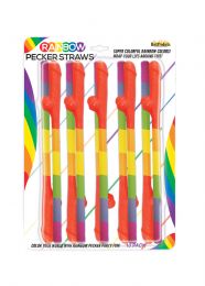 Rainbow Pecker Straws Pack Of 10