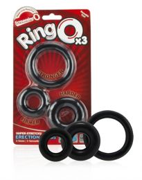 Ringo Erection Rings Men's Black Silicone 3 Pack Cock Ring Sex Toy Adam & Eve