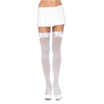Sexy Plus Size Nylon Thigh Highs with White Bows