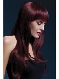 Sienna Ladies Feathered Fringe Red/black Wig Fancy Dress Deluxe Wig 26""