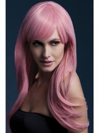 Sienna Wig Pastel Pink Long Feathered Adult Halloween Cristmas Womens Fever