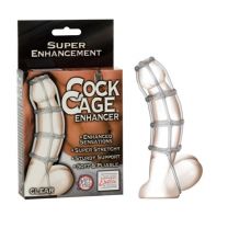 Super Stretchy & Sturdy Clear Colored Cock Cage Erection Enhancer With 5 Rings