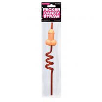 Swizzle Straw With A Strawberry Flavored Hard Pecker Lollipop. 3 Pieces