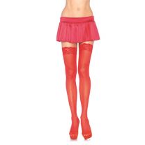 Thigh Hi W/ Lace Nylon Sheer Women's Costume Hosiery, Red: One Size