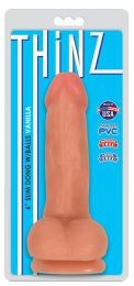 Thinz Slim Dong With Balls And Suction Base, 6 Inch, Vanilla