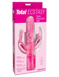 Total Ecstasy Triple Stimulator /w Rotating Pearls And Anal & Clitoral Ticklers