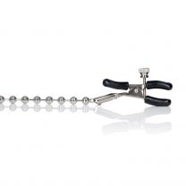 Totally Adjustable, Coated, Silver Beaded Nipple Clamps With Connecting Chain