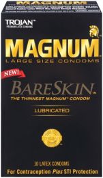 Trojan Magnum BareSkin Large Size Lubricated Latex Condoms, 10 Ct