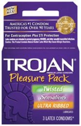Trojan Pleasure Pack Lubricated, Premium Latex Condom 3 each by Trojan