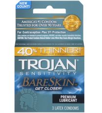 Trojan Sensitivity Bareskin Lubricated Condoms, 3 Pack